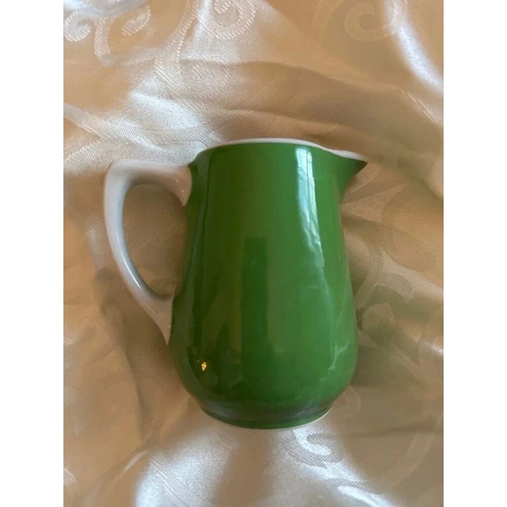 Vintage 1965 Sterling China Green Vitrified Restaurant Ware Syrup Creamer